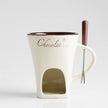 Mini Fondue Mug Set – Personal Ceramic Chocolate & Cheese Melting Pot with Fork (Beige, Coffee & Red)