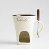 Mini Fondue Mug Set – Personal Ceramic Chocolate & Cheese Melting Pot with Fork (Beige, Coffee & Red)