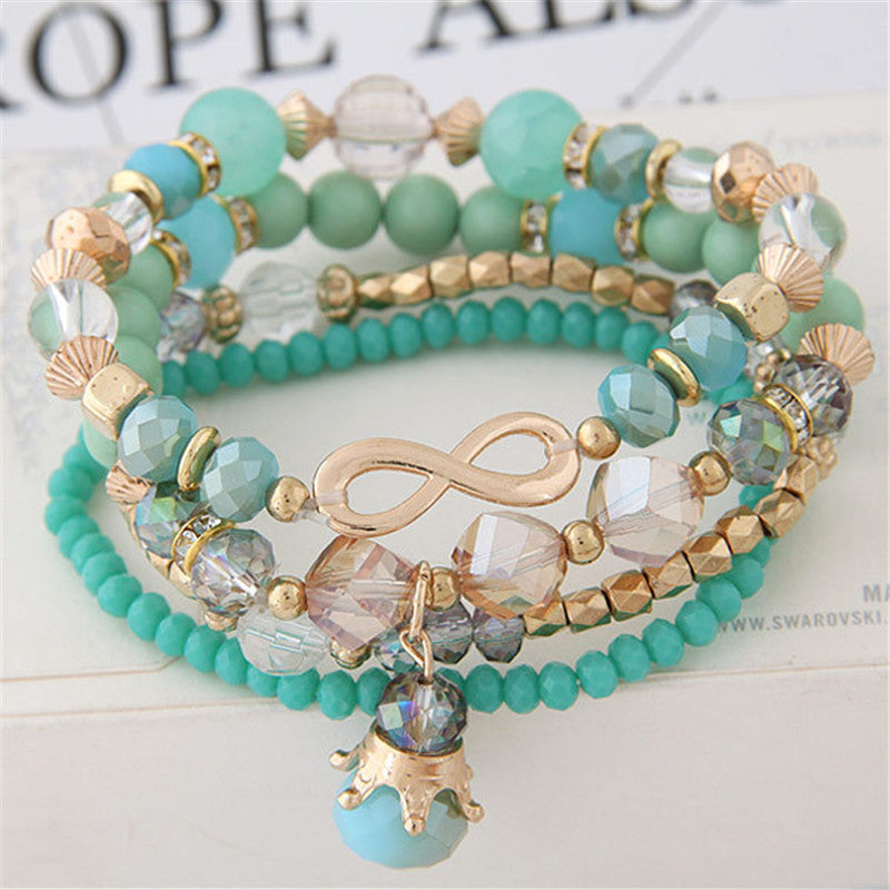 Crystal Figure Eight Crown Drop Bracelet – Rhinestone Charm Bracelet for Women