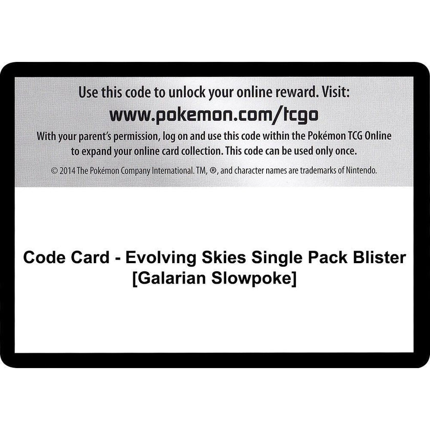Code Card - Evolving Skies Single Pack Blister [Galarian Slowpoke] (SWSH07)