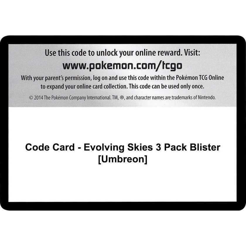 Code Card - Evolving Skies 3 Pack Blister [Umbreon] (SWSH07)