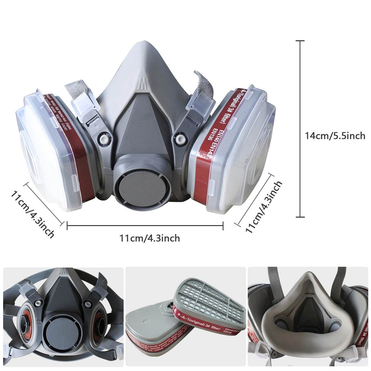 7in1 Half Face Gas Mask Facepiece Spray Painting Respirator Reusable Safety protective mask
