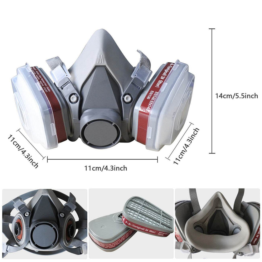7in1 Half Face Gas Mask Facepiece Spray Painting Respirator Reusable Safety protective mask