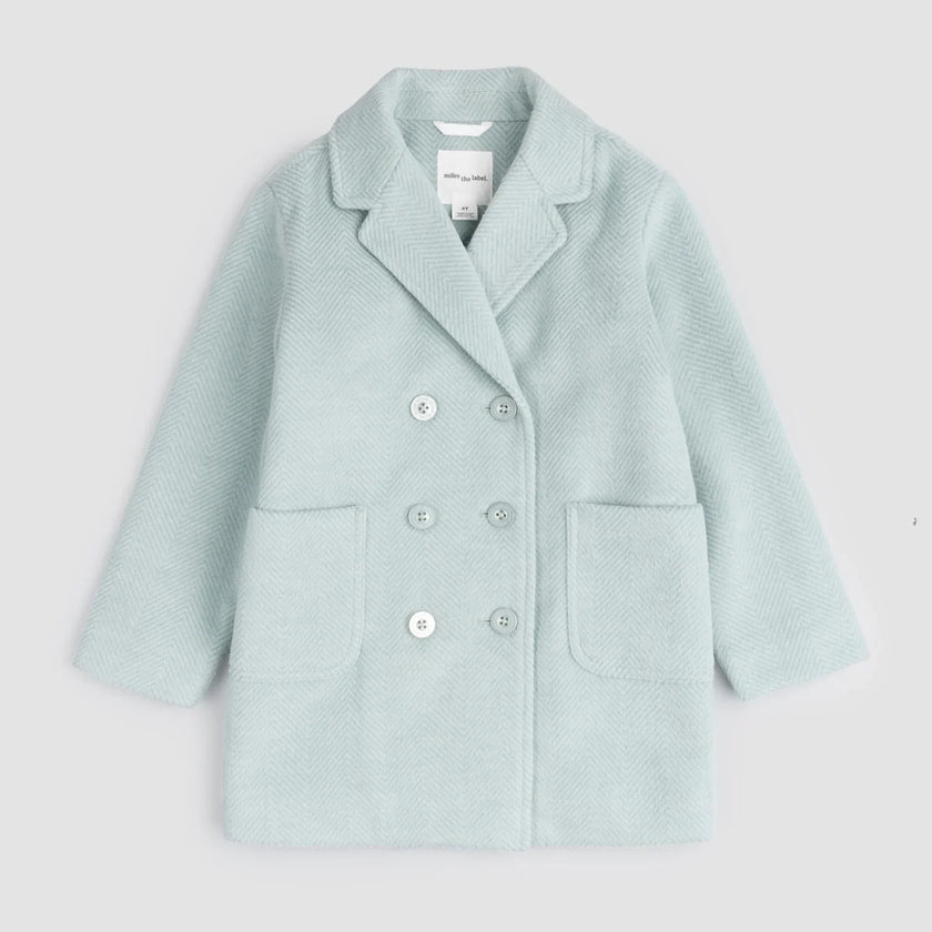 Cloud Blue Girl's Double-Breasted Coat | Miles The Label