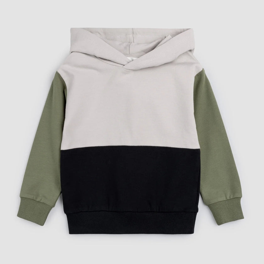 Cement Color Block Hooded Sweatshirt | Miles The Label