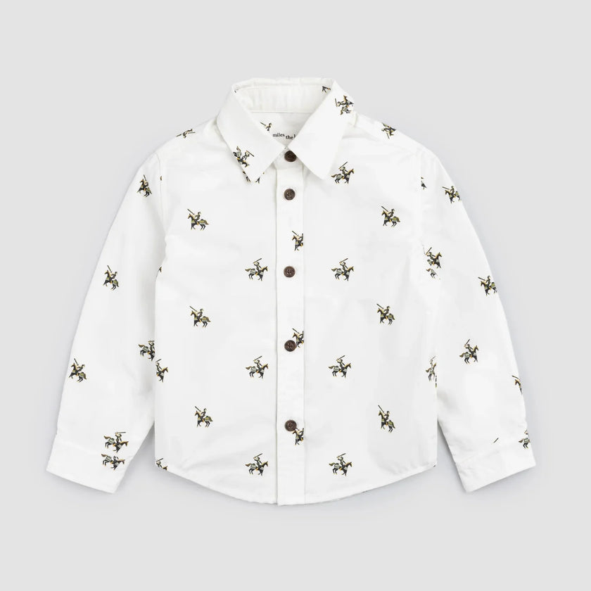 Knight Print on Off-White Shirt | Miles The Label