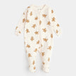 Gingerbread Print on Silver Peony Sleeper | Petit Lem