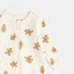 Gingerbread Print on Silver Peony Sleeper | Petit Lem