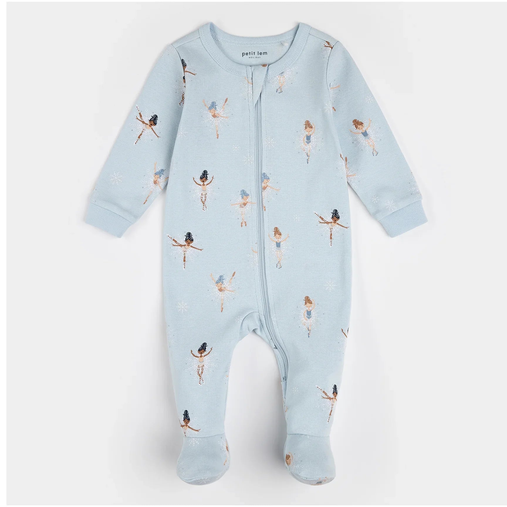 Sugar Plum Fairy Print on Ice Blue Sleeper | Petit Lem