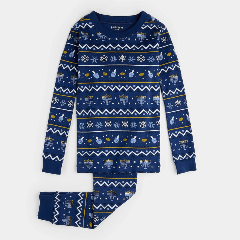 Hanukkah Fair Isle Print PJ Set | Petit Lem