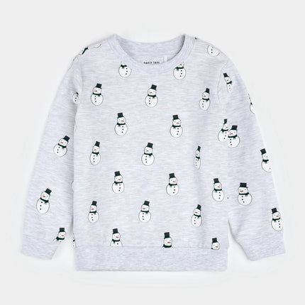 Merry Snowmen on Light Grey Fleece Sweatshirt | Petit Lem