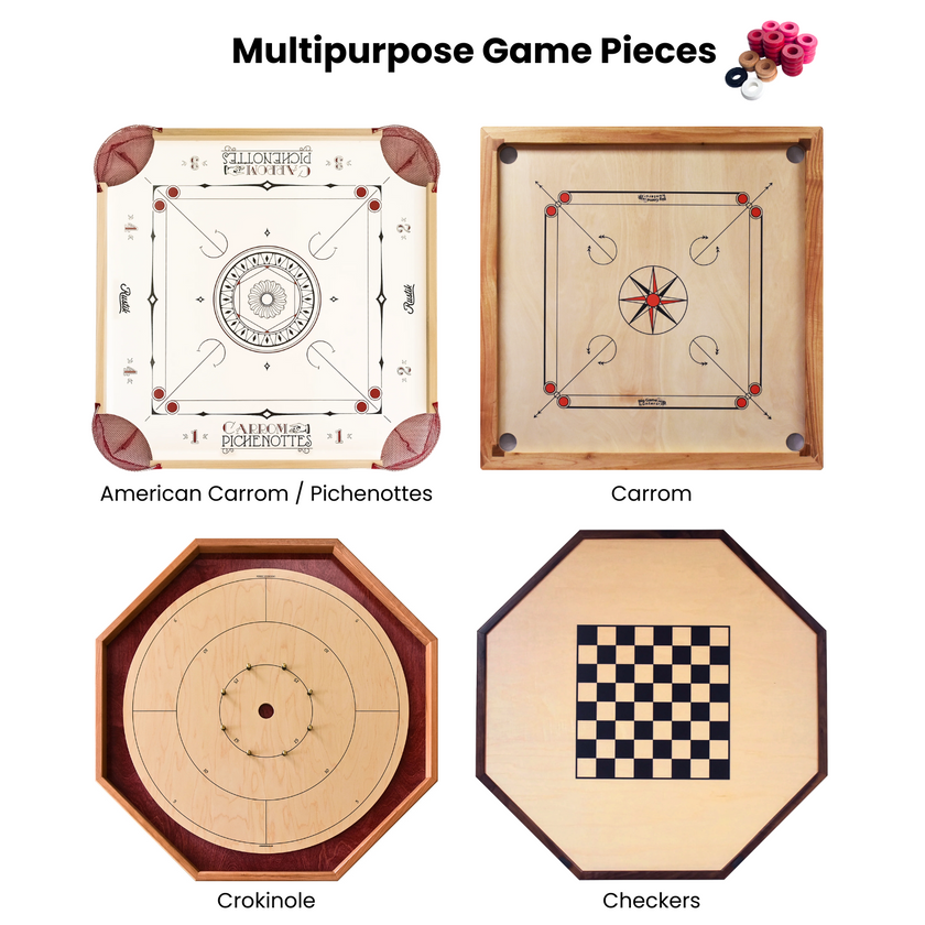 32 Red and Pink Carrom / Pichenotte / Croquignole Rings - (Red / Pink / Natural / Black / White) - Anneaux De Pichenottes - Game Accessories / Accessoires De Jeu