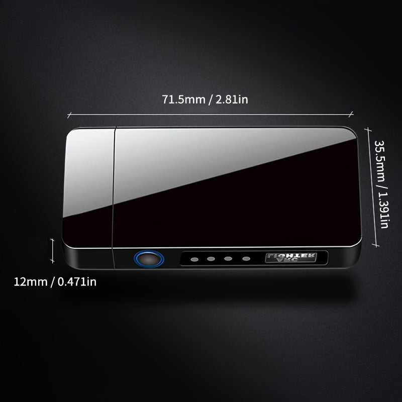 1pc Hot Electric Windproof Metal Lighter, Double Arc Flameless Plasma Rechargeable USB Lighter, LED Power Display Touch Sensor Lighter Christmas Gift