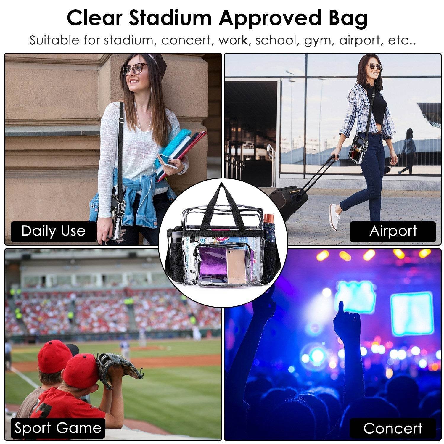 Clear PVC Transparent See through Shoulder Bag Waterproof Picnic Beach Bag