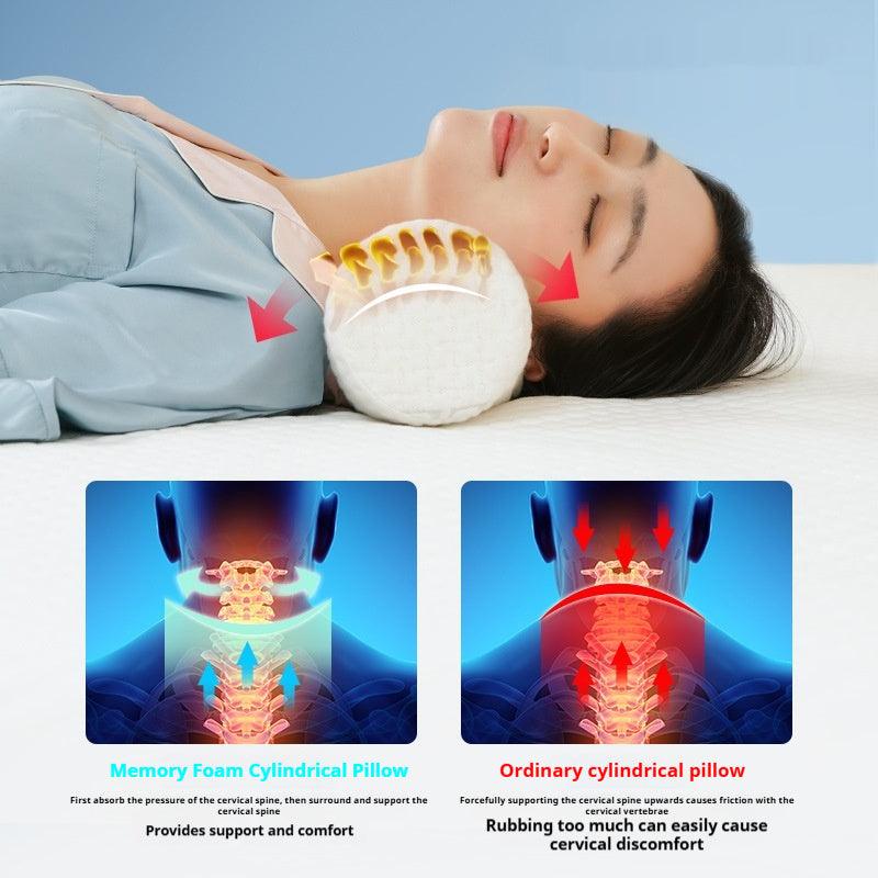 Round Cervical Support Memory Foam Cylindrical Pillow