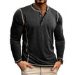 Mens Henley Long Sleeve – Slim Cotton Blend Casual Pullover