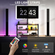 Bay TV Stand with Swivel Mount, Power Outlet and LED Lights for 32-70