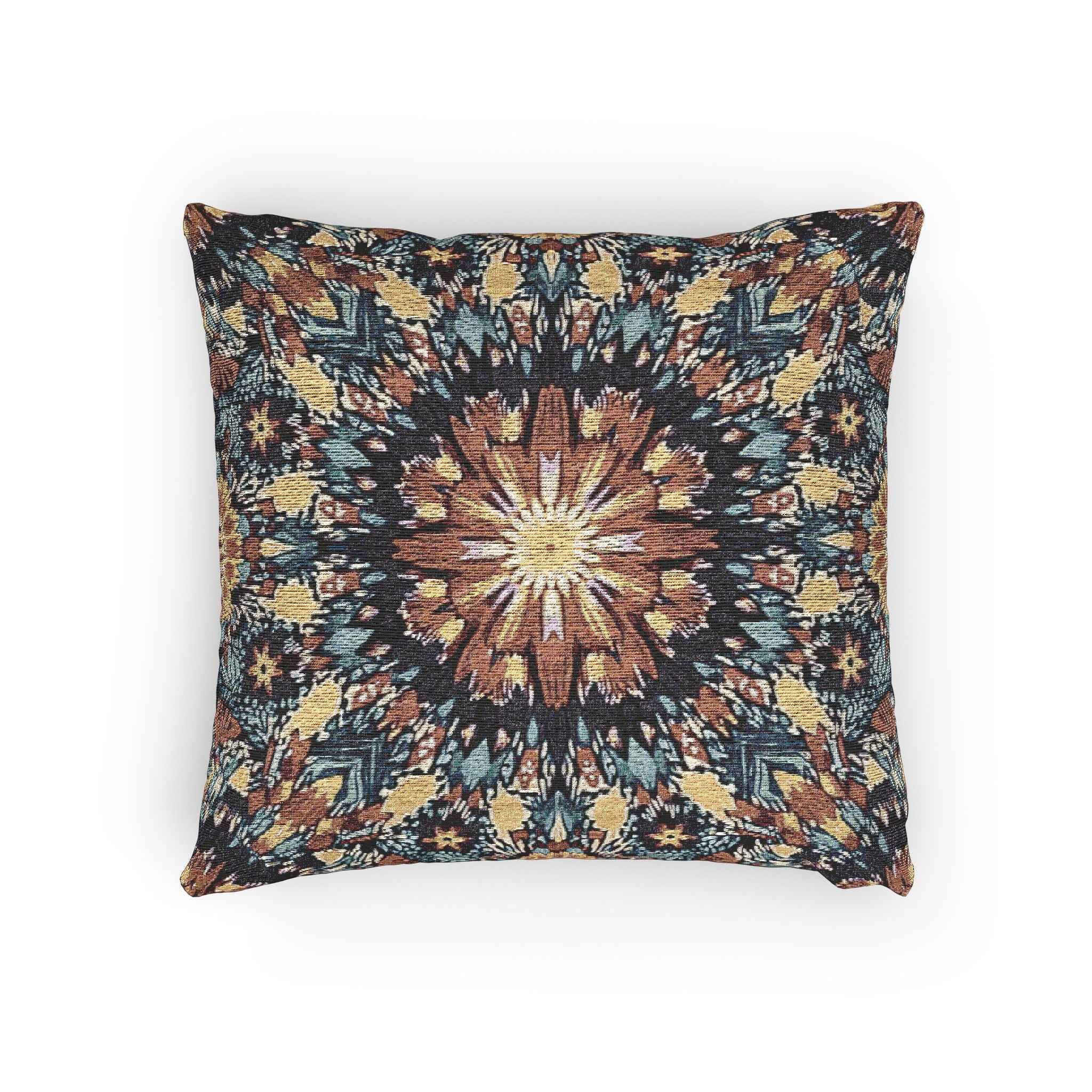 Geometric Mandala Woven Pillow | Boho Mosaic Throw Pillow