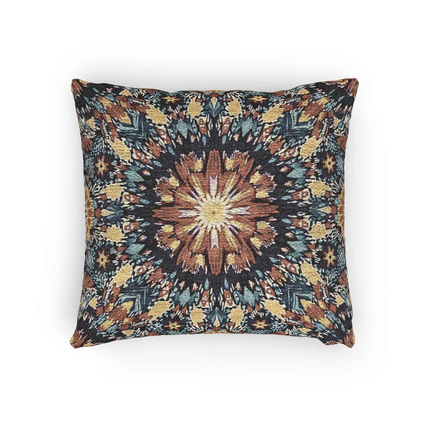 Geometric Mandala Woven Pillow | Boho Mosaic Throw Pillow