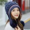 Women Cozy Knit Fleece-Feel Beanie With Ear Flaps Winter Hat Perfect For Skiing & Outdoor Activities