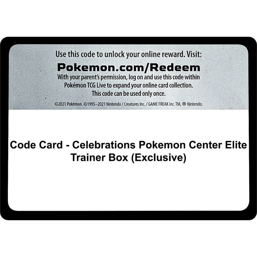 Code Card - Celebrations Pokemon Center Elite Trainer Box (Exclusive) (CLB)