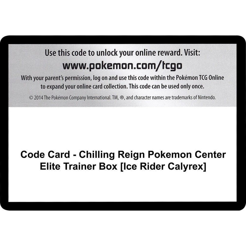 Code Card - Chilling Reign Pokemon Center Elite Trainer Box [Ice Rider Calyrex] (SWSH06)