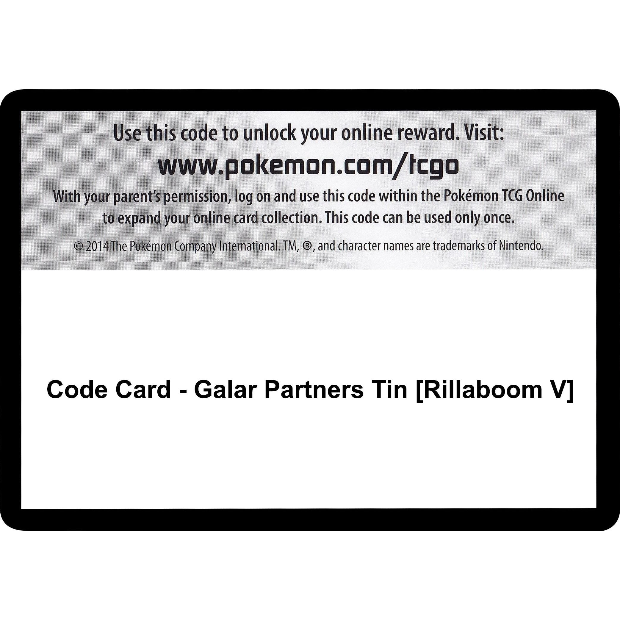Code Card - Galar Partners Tin [Rillaboom V] (SWSH01)