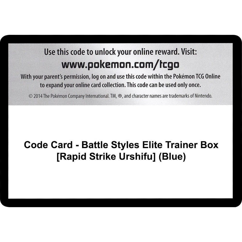 Code Card - Battle Styles Elite Trainer Box [Rapid Strike Urshifu] (Blue) (SWSH05)