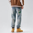 American Print Denim Casual jeans pant Loose Straight Dad Trousers For Men