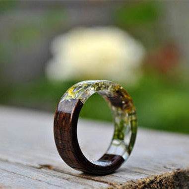 Time Resin Faceted Handmade Personality Ring