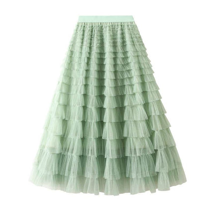 Cake Skirt Women's White Gauze long Layered tulle Skirt