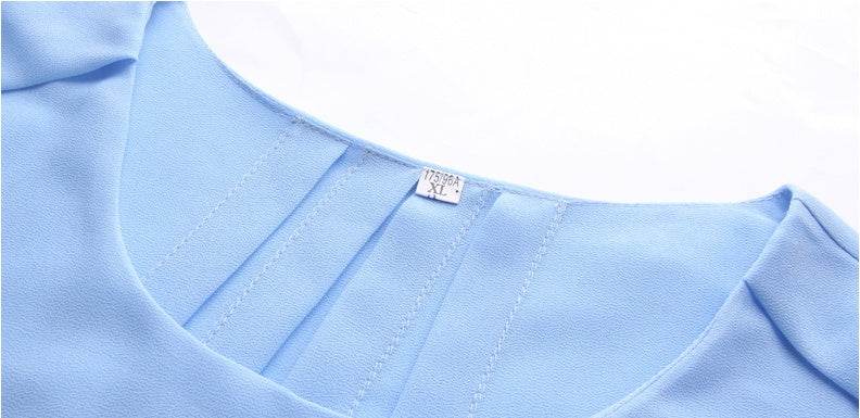 New Spring Summer Women Chiffon Loose Blouse  top O-Neck Short sleeve Plus size