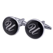 Men's Black Round Enamel Initial Letter Cufflinks – Brass & Crystal Formal Cufflinks A–Y | Canada & USA