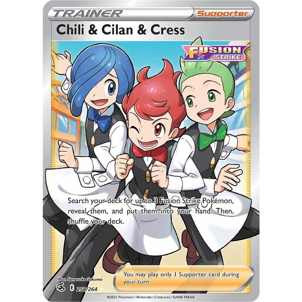 Chili & Cilan & Cress (Full Art) (258/264) (SWSH08)