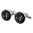 Men's Black Round Enamel Initial Letter Cufflinks – Brass & Crystal Formal Cufflinks A–Y | Canada & USA