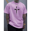 Street-style Mens Casual Loose-fit Cross-print Creative Sports Short-sleeve Top