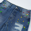 Ripped Paint Wide-leg Denim Trousers For Men Jeans