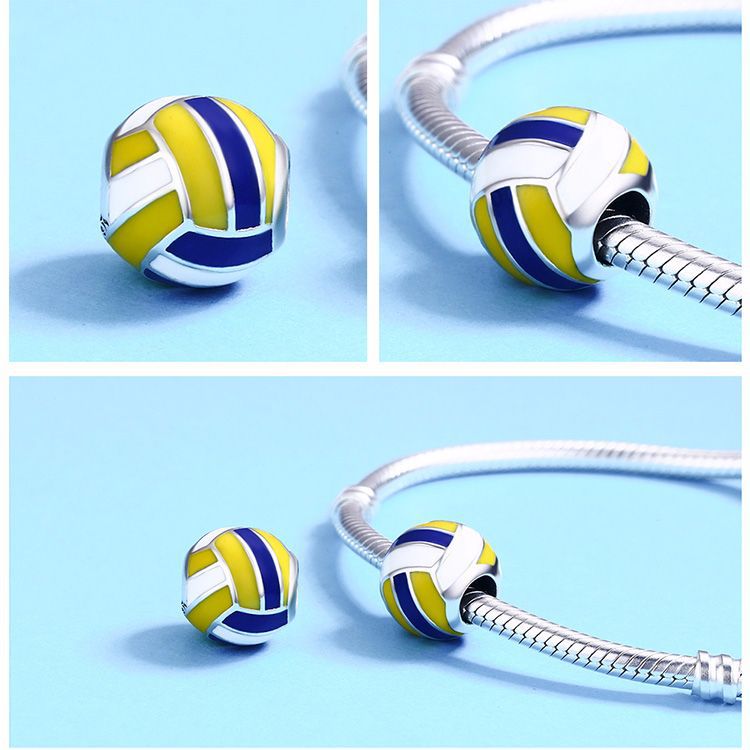 925 Sterling Silver Sports Ball DIY Bracelet Bead – Volleyball Football Baseball Tennis
