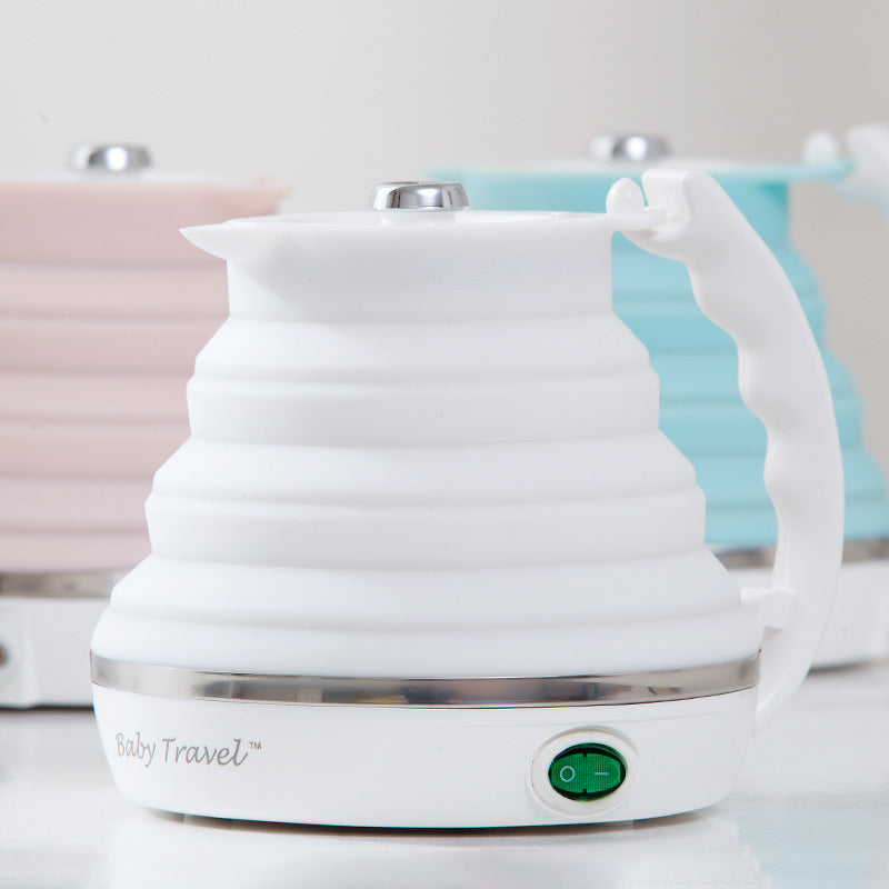Foldable Silicone Electric Travel Kettle, 555ml, 700W, Blue Pink White