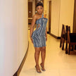 European And American Fashion Sleeveless Suspenders Elastic Denim Stitching fitted Dress