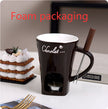 Mini Fondue Mug Set – Personal Ceramic Chocolate & Cheese Melting Pot with Fork (Beige, Coffee & Red)