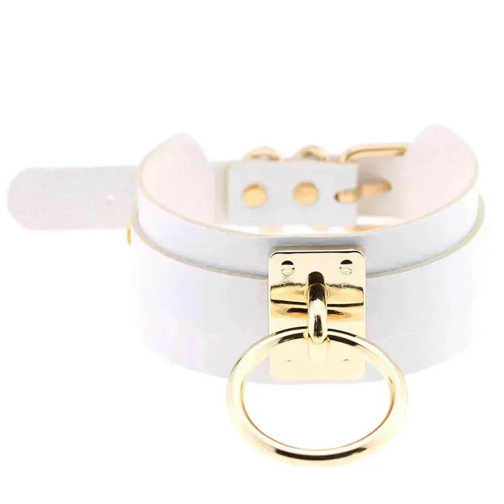 Gothic Punk Wide PU Leather O Ring BDSM Collar Choker Necklace Women Bondage Collar