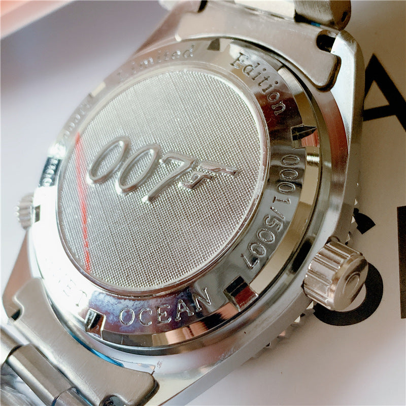 Men's 00 Agent Diver Style Watch – Rotating Bezel, Steel Strap, 6 Colours