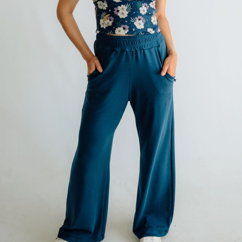 Ladies Bamboo Wide Leg Pants | Black