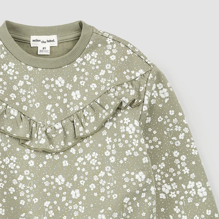 Floral Print on Sage Sweatshirt | Miles the Label