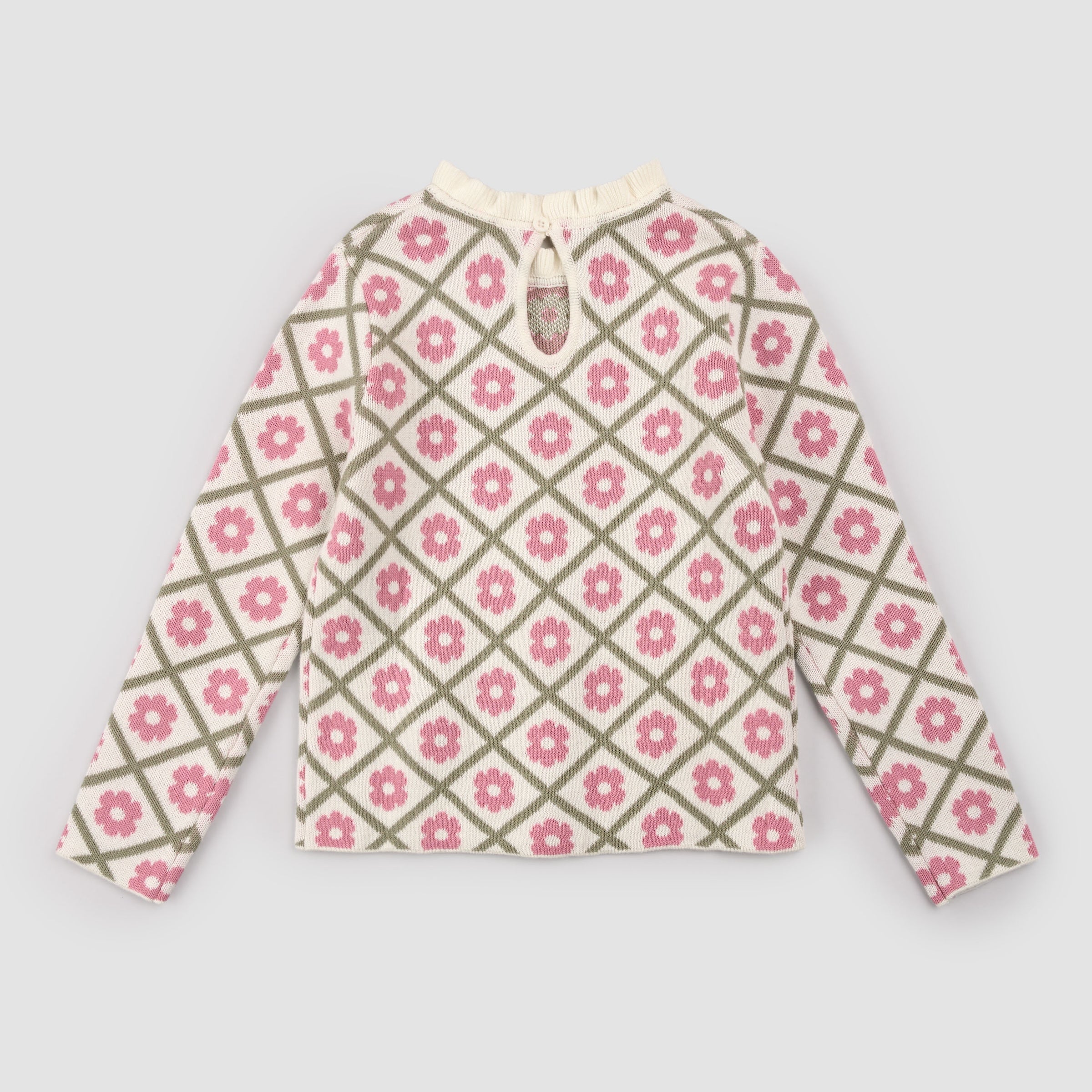 Scalloped Mock Neck Sweater | Pink Daisy | Miles the Label