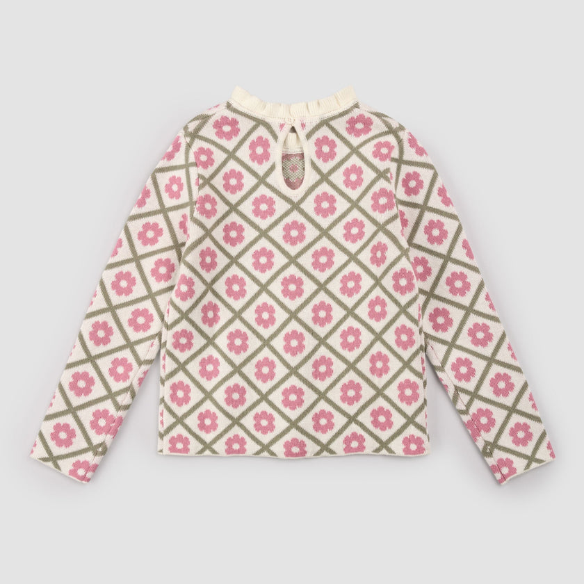 Scalloped Mock Neck Sweater | Pink Daisy | Miles the Label