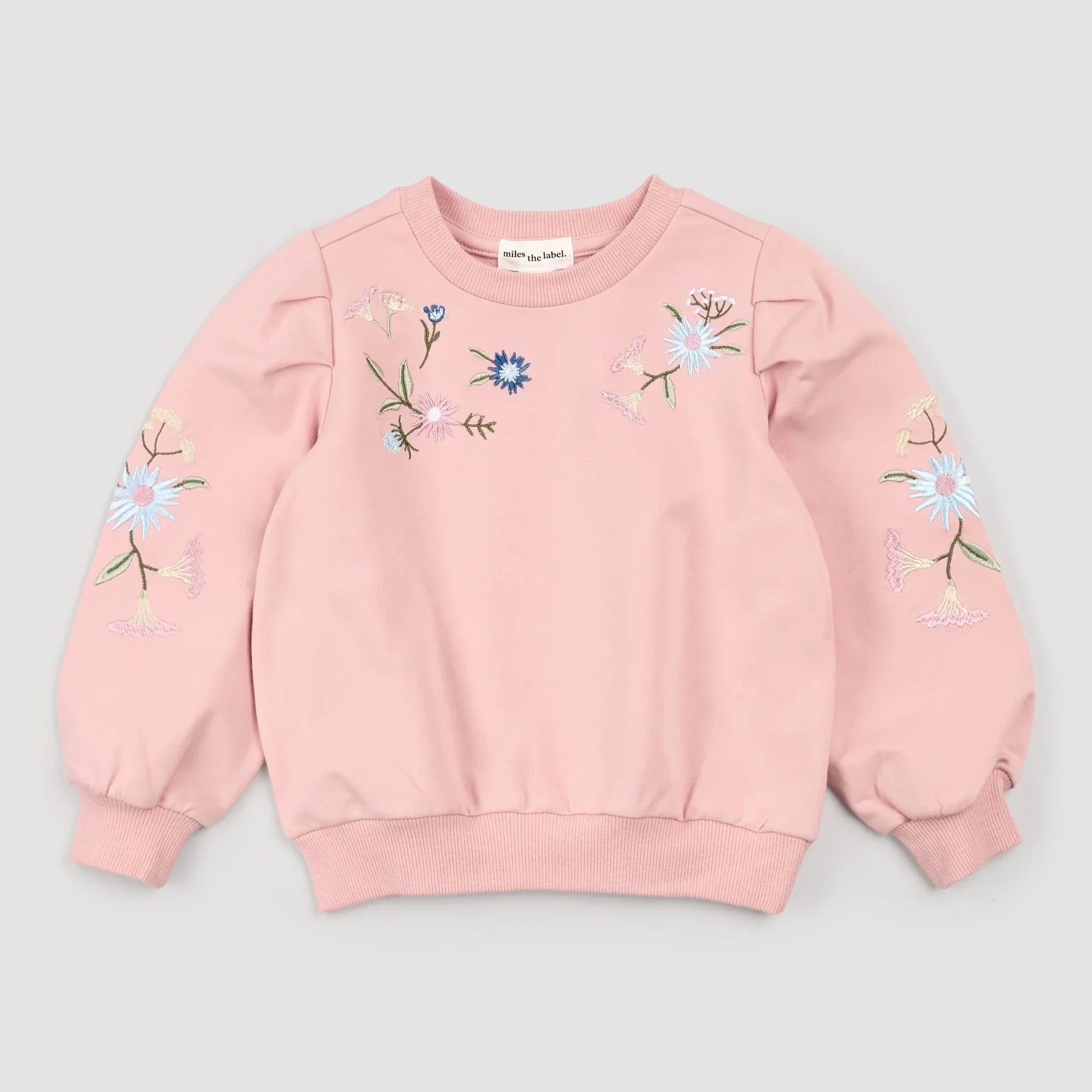 Sweatshirt and Leggings | Pink Floral Embroidery | Miles the Label