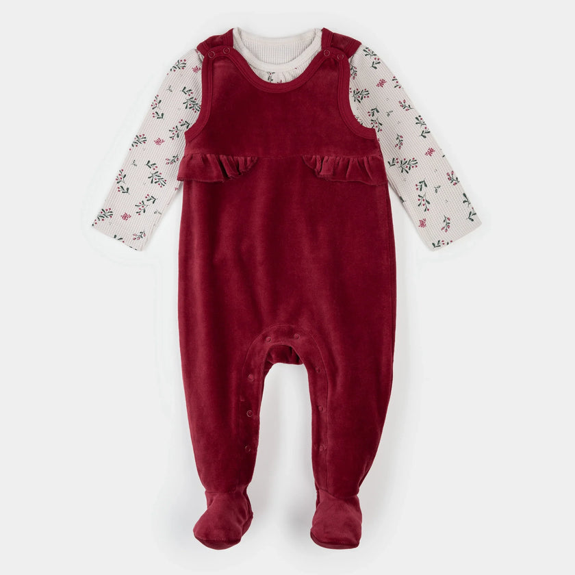 Thermal Overall Set | Winterberry Holly Print | Petit Lem