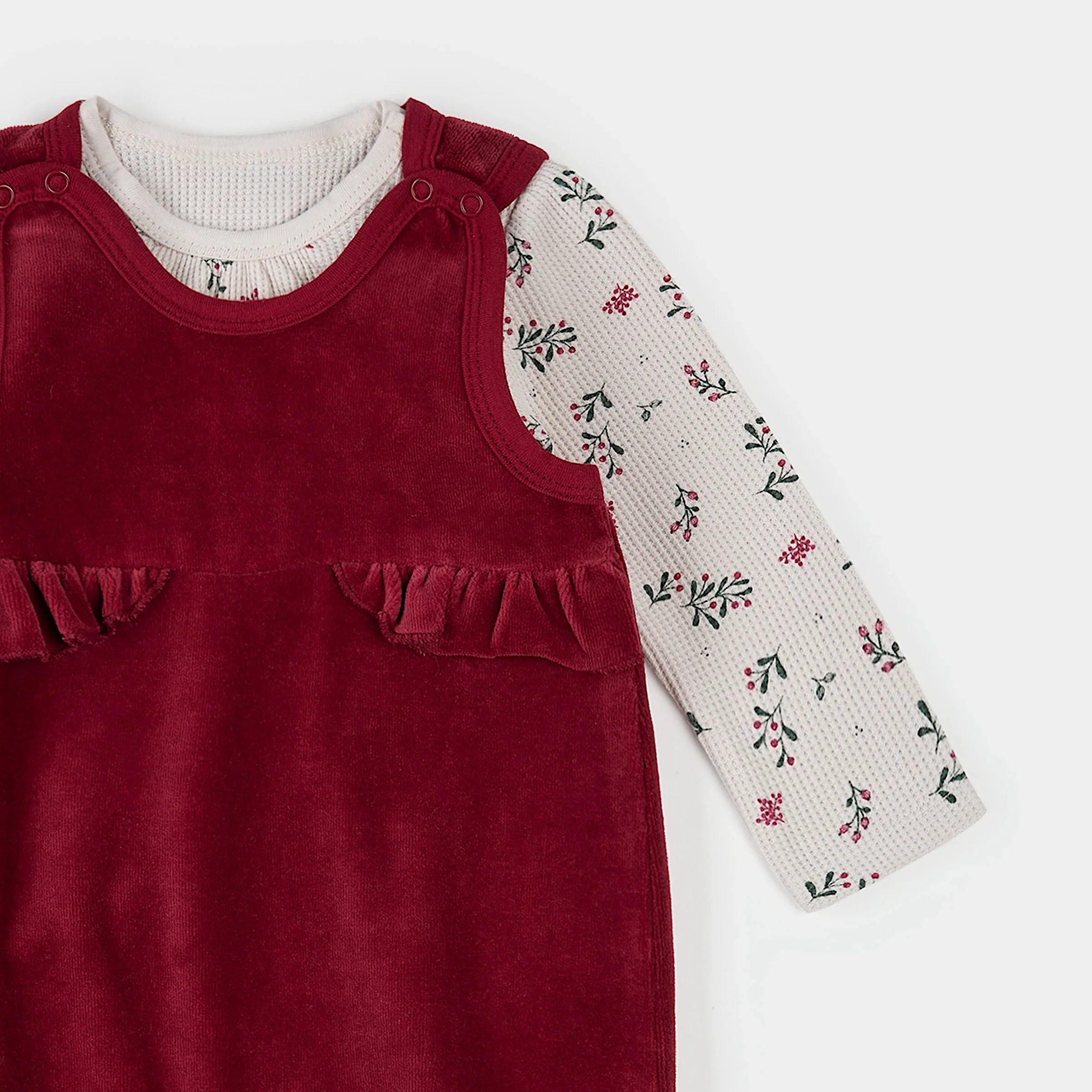 Thermal Overall Set | Winterberry Holly Print | Petit Lem